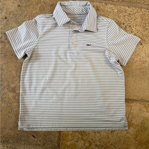 Vineyard Vines Light Gray & White Striped Polo